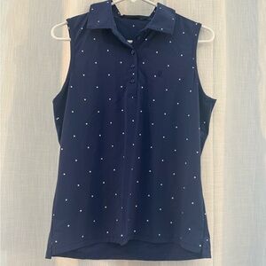 G/FORE Dark Blue Sleeveless golf polo with star print